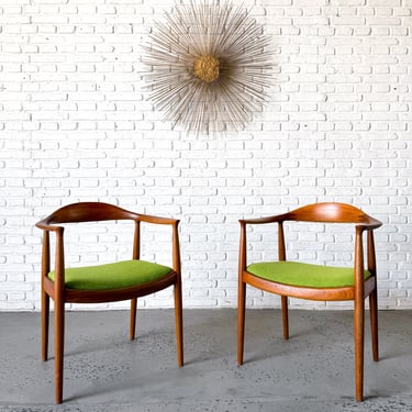 Rare Pair of Restored Hans Wegner JH-503 Chairs with fresh green upholstery
