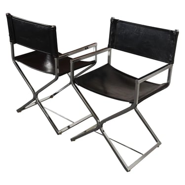 Pair of Vintage Chrome and Naugahyde Director’s Chairs by Robert Kjer Jakobsen