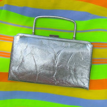 1950s Mid Century metallic silver Garay handbag // mod vintage 50s 60s MCM Space Age purse Halloween costume 
