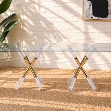 Flavia Glass Dining Table with Gold Accents