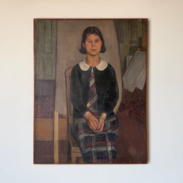 Bena Frank Mayer (American, 1900–1994) Young Girl Portrait Oil on Canvas Painting, Framed 