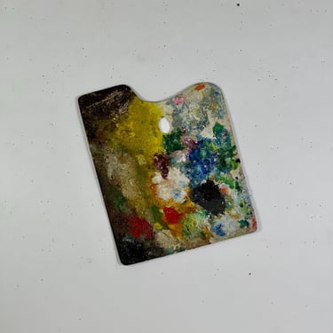 Vintage X-Large Artist's Rectangular Painting Palette With Remnant Oil Paint 
