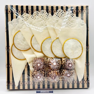 NiW_Vintage Capiz Shell Oval Placemat Set with Matching Coasters | Natural Coastal Table Decor | Boho Dining | Mid-Century Entertaining by LeChalet