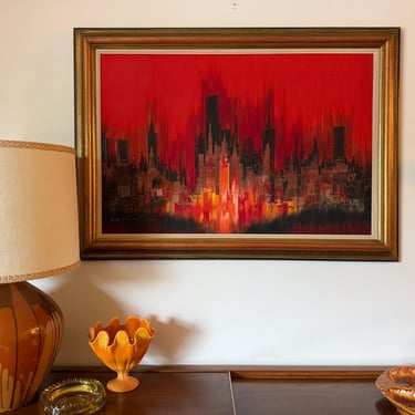 XL Original Vintage Oil Painting 