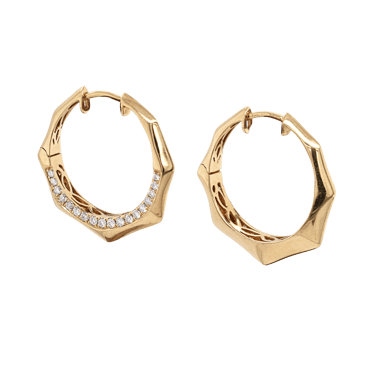 Geometric Diamond Side Hoop Earrings