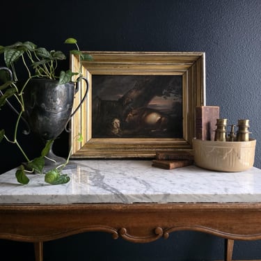 Antique Dutch or Flemish Oil Painting of Livestock on Copper Panel, Circa 1700s - 1800s 
