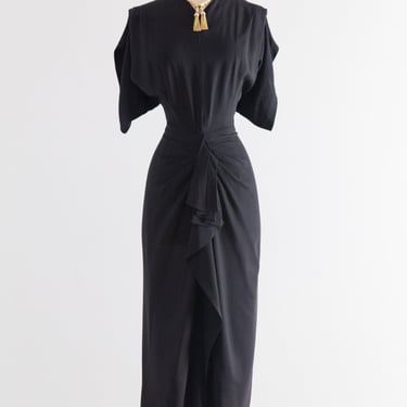 Sexy 1940's Black Rayon Evening Dress by Max Kopp California / SM
