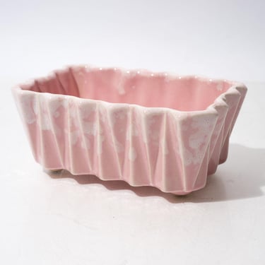 Midcentury Pink and White Ceramic Planter, UPCO 
