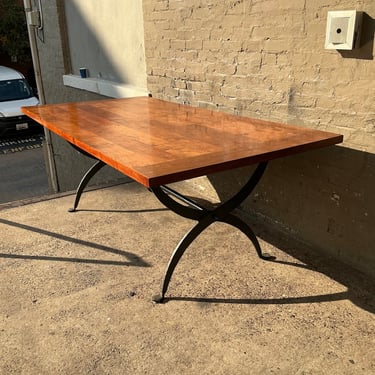 Solid Walnut and Iron Dining Table