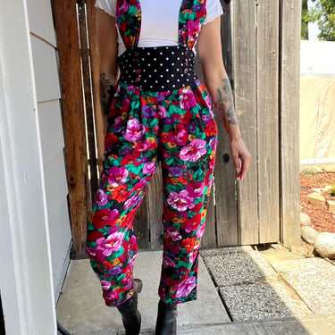 Vintage 1990s You Babes Floral Jumpsuit, Size Small 