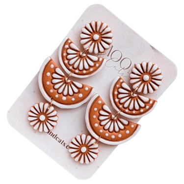 M&C Terracotta Fans / Orange Barro Clay Earrings