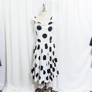 80s Black White Knit Designer Dress Vintage 1980s Saks Fifth Avenue Cowl Neck Sleeveless Party Dress 