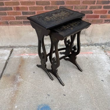 Pair Baker Nested Chinoiserie Tables