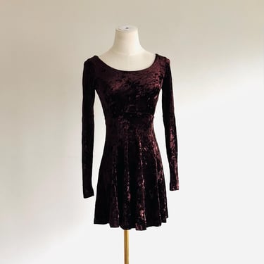 Vintage Betsey Johnson brown velvet mini dress  size P 90s 
