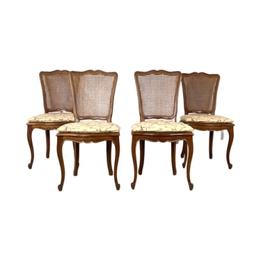 Set of 4 Vintage French Provincial Cane Dining Chairs 