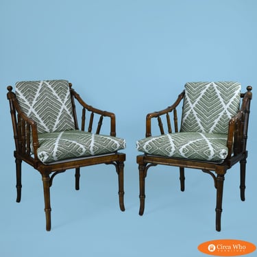 Pair of Faux Bamboo Lounge Chairs