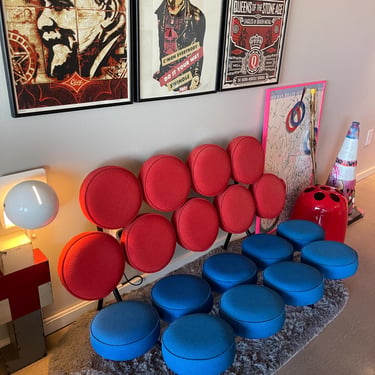 George Nelson Marshmallow Sofa Early Herman Miller Alexander Girard Fabric 