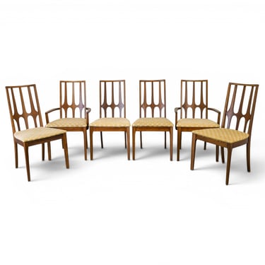 Set of Six Broyhill Brasilia Dining Chairs with Original Bird Fabric