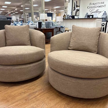 Crate & Barrel Pair of 'Tillie' Swivel Chairs