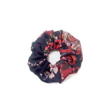 Paisley Giant Scrunchies - Satin Red / Navy / Pink / Burgundy  - tie wrap / floral / sleep / printed / hair print 