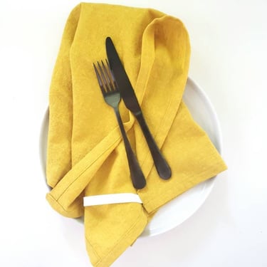 Yellow Linen Tea Towel 