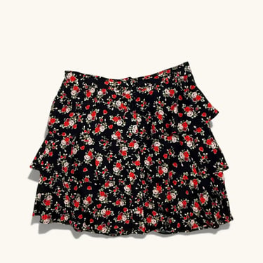 Pre-loved Floral Ruffled Mini Skirt - Size M