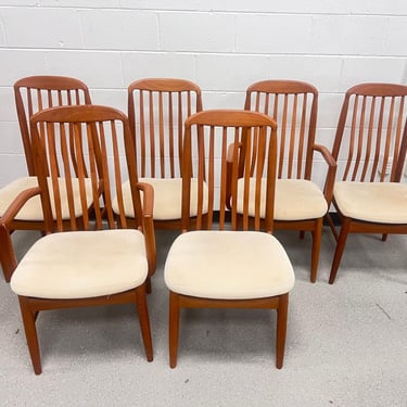 Set Of 6 Mid Century Modern Teak  Dining Chairs By Benny Linden 