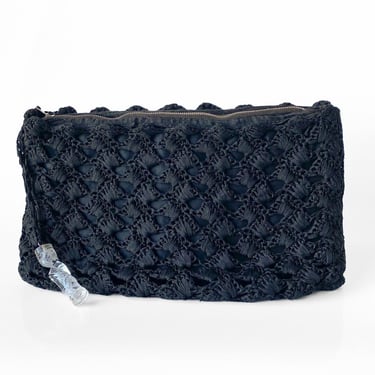 1940s Black Woven Clutch Bag
