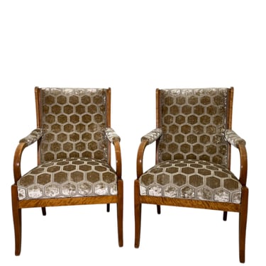 Pair of 1930 Swedish Birch Arm Chairs