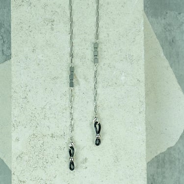 Silver Eyeglass Chain: Tiny Cube Paper Clip Chain, Sunglasses Holder 
