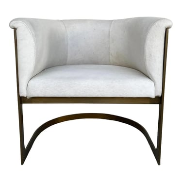 Global Views Modern Hair on Hide Barrel Back Reagan Lounge Chair