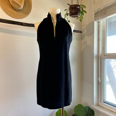 Printemps USA Vintage 90s Black Wool Zip Up Sleeveless Mini Dress Size Small 