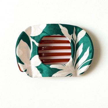 Square Hair clip, Thin Hair Clip, Barrette Clip, side hair clip, green satin hair clip, modern style, hair claw, yoga hair clip, floral hair 