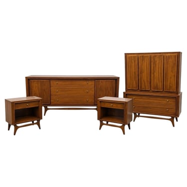 Mid-Century Modern Kent Coffey Insignia 4-Piece Walnut Bedroom Set 