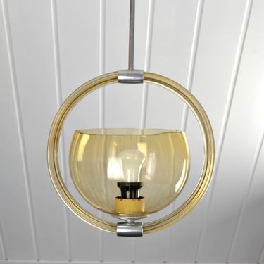 Art Deco ceiling lamp glass ring pendant light glass vintage 30s 40s lamp light design aluminum circle mid century 50s 
