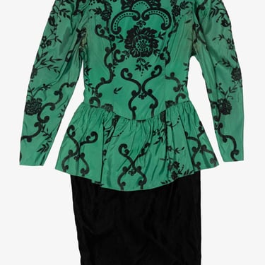Vintage Emerald Scott McClintock Peplum Dress (1980s) 