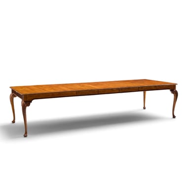 Baker Furniture Stately Homes Queen Anne Walnut Expanding Dining Table with 3 Leaves 