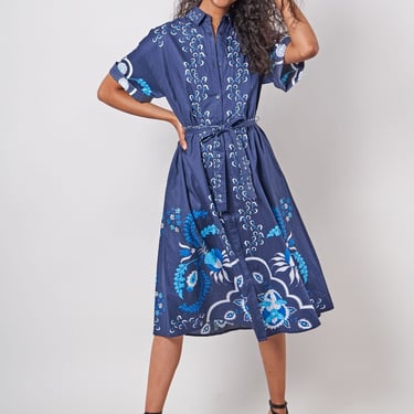 Sarah Shirtdress | Navy Dutch Blossoms