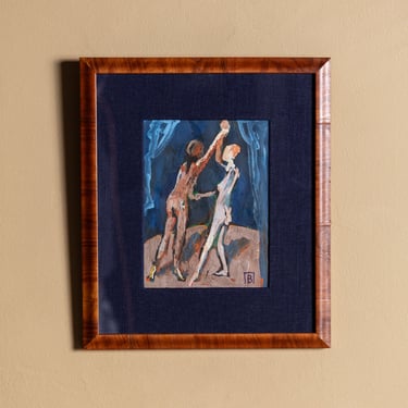 Expressionist Dancing Figures Oil Painting, 1960's