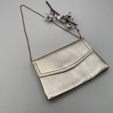 Vintage 1960s Metallic Gold Chain Shoulder Strap or Clutch Purse HL Harry Levine, Vintage Formal Purse, Vintage Gold Evening Bag 
