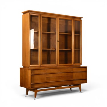 Young Manufacturing Concave Vintage Mid Century Modern China Cabinet c. 1960s 