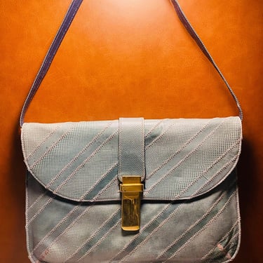 Vintage snakeskin Sea-foam green purse clutch flap bag 