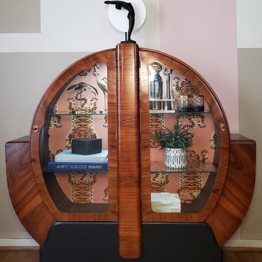 Shipping not free* Vintage English Art Deco Curio Cabinet 