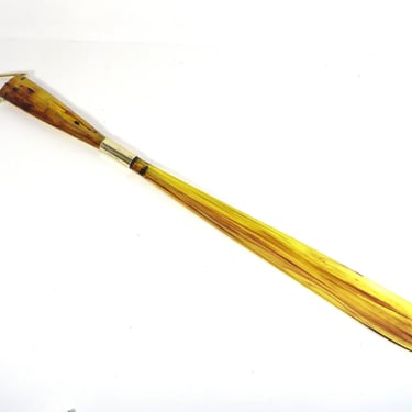 Vintage Lucite Amber Bamboo Grain Long Handled Shoe Horn 