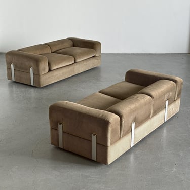 1 of 2 Tito Agnoli Model 711 Daybed Sofa for Cinova, Vintage Italian Convertible Daybed, Original Striped Brown Upholstery, 1960s 