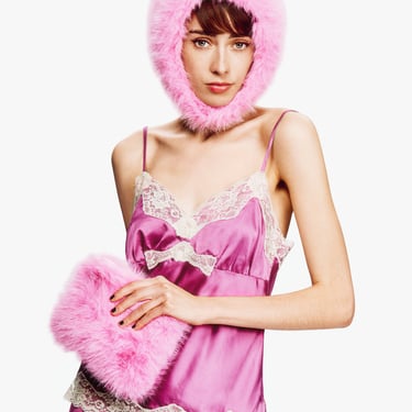 Rose Bloom Faux Fur Clutch