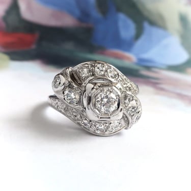 Vintage Retro .65 ctw. Diamond Bypass Cocktail Ring 14K 