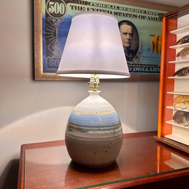 Midcentury Hand Thrown Glazed Ceramic Lamp Signed Smith MCM 1960’s - Free Shipping 
