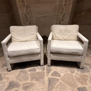 Pair of Parsons Chairs Attributed to Milo Baughman Post Modern 