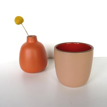 Heath Ceramic Planter Cup in Peach and Cayenne 